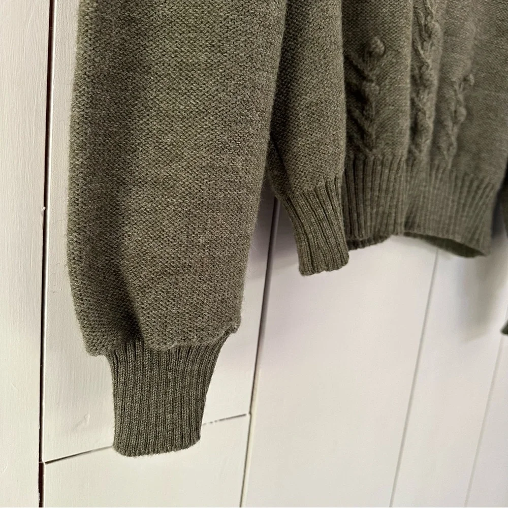 Geiger Women's Olive Cardigan Wool Sweater - Picture 8 of 12